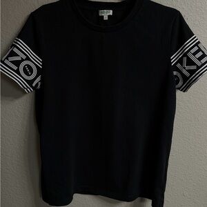 Kenzo Black Tee with Green Logo